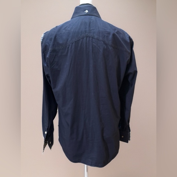 Men's Navy Blue Button-Up Shirt - Picture 3 of 8